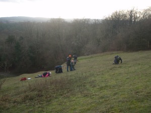 Pictur of botanists looking at downland